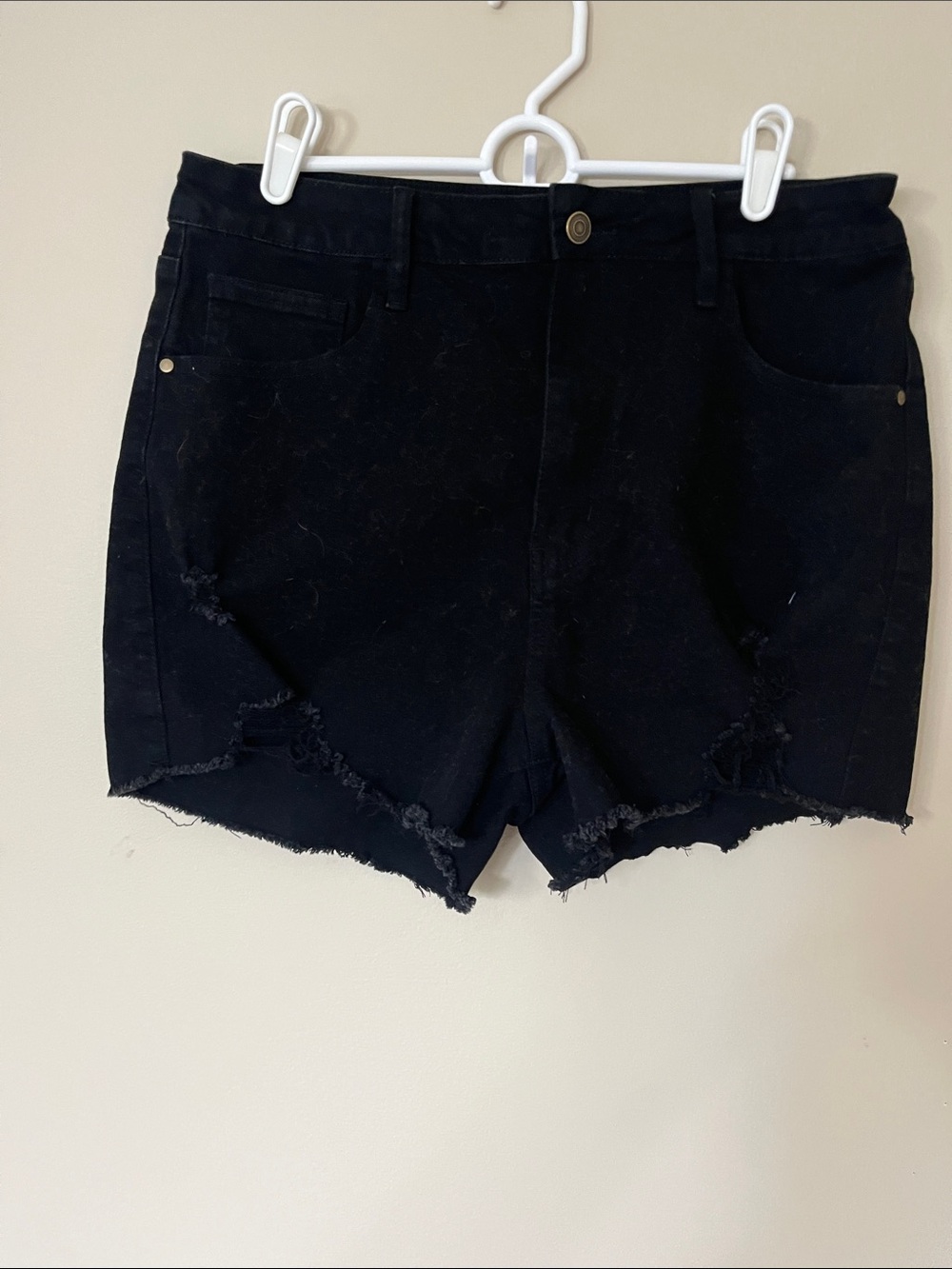 Fashion Nova Black Distressed High-Rise Jean Shorts